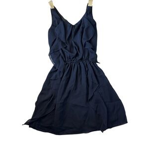 Vintage Havana Navy Ruffle Mini Dress